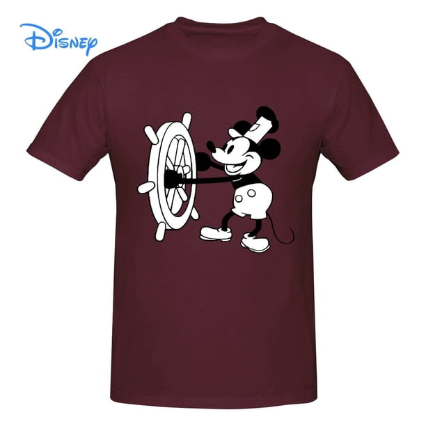 Disney Mickey Mouse Steamboat Willie T shirt Harajuku Short Sleeve T-shirt 100% Cotton Graphics Tshirt Brands Tee Top4XL Gao Jinjia LED