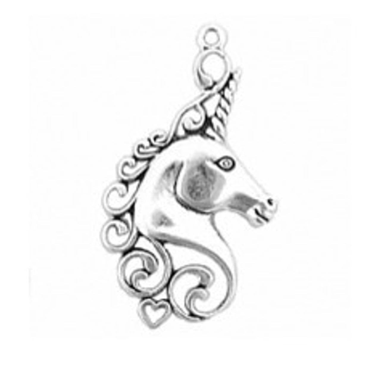 Sterling Silver Womens 1mm Box Chain 3D Fantasy Rearing Unicorn Crystal Ball Pendant Necklace