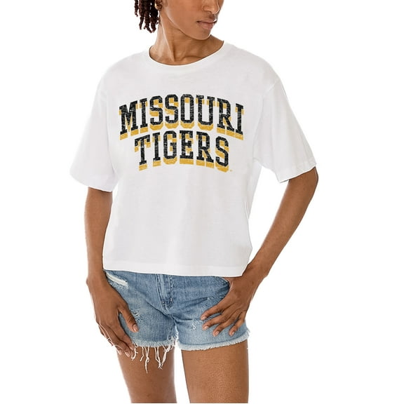 Women's Gameday Couture White Missouri Tigers Claim To Fame Boxy Cropped T-Shirt