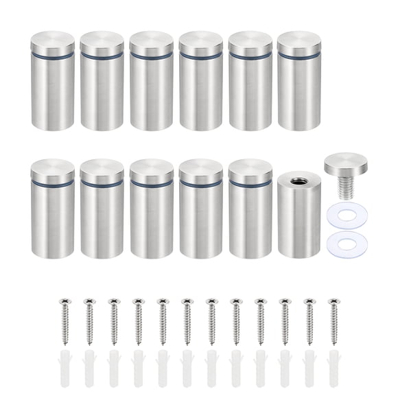 Unique Bargains 1 x 2 Inch Sign Standoff Screws, 12 Set Stainless Steel Wall Standoff,Silver