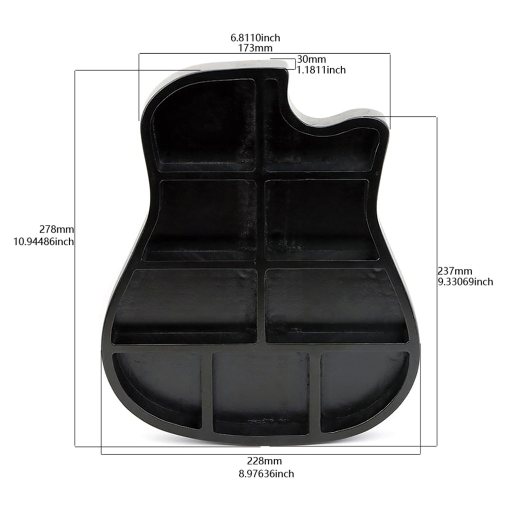 BQBQERT Wood Guitar Pick Holder 9 Compartment Guitar Shaped Storage Box Small Item Guitar Accessories Box Easy to Use
