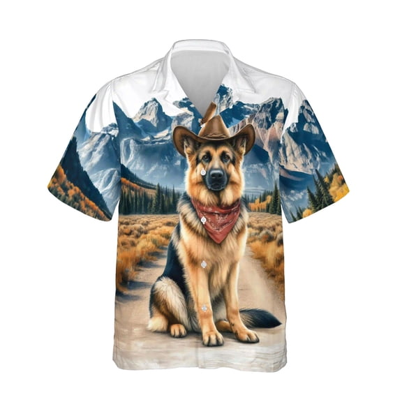 Welcome Fall Western Cowboy German Shepherd Enjoys Majestic Autumn Hawaiian Shirt Breathable Summer Unisex Merch Alsatian Dog Lover Gifts - 01007