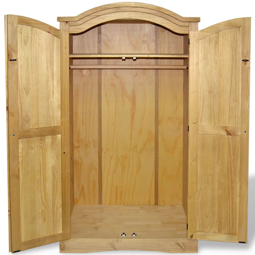 Kepooman Modern Pinewood Closet Wardrobe with 2 Door for Bedroom, 39.8" x 20.5" x 66.9", Brown Kepooman Modern Pinewood Closet Wardrobe with 2 Door for Bedroom, 39.8" x 20.5" x 66.9", Brown