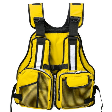 Adult Universal Fishing Life Jacket Boating Kayaking Drift Life Vest with Multi-Pockets and Reflective (Best Kayak Life Vest)