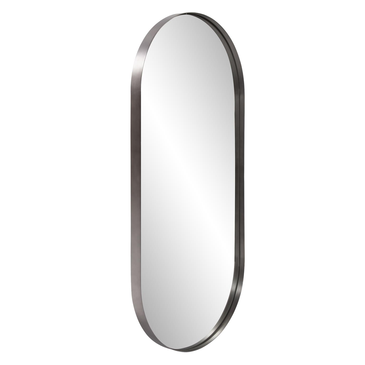 Tyler Dillon Stainless Steel Framed Capsule Wall Mirror - 40"H x 17.75"W