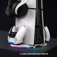 thumbnail image 3 of Support Vertical RVB pour Console PS5 Slim avec Station de Recharge pour Manettes de Jeu, Crochet pour Écouteurs, Accessoire de Station Simple, 3 of 6