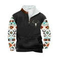 thumbnail image 2 of LEBONYARD Mens Tops Long Sleeve Crewneck,Mens Hoodies Pullover,Men Casual Hoodie Retro Ethnic Printed Stand-up Neck Zipper Long Sleeve Tops Wshirts Black L, 2 of 3
