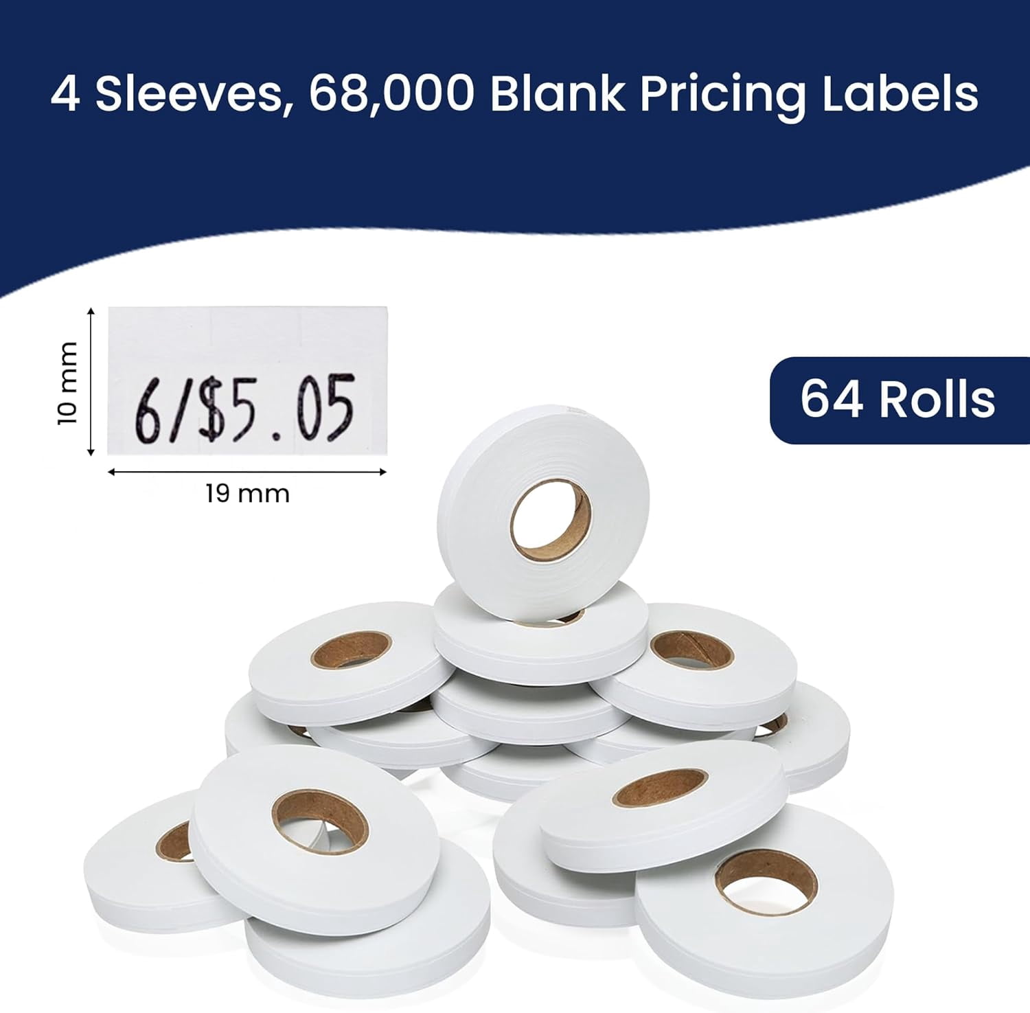 Pricing Labels for Monarch 1110 White - 68,000 labels w/ 64 Rolls Value Pack, 4 Sleeves - Made in USA