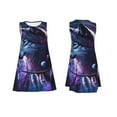 thumbnail image 7 of Fotbe Feathered Wolf Pattern Women’s Summer Tank Midi Dress – Sleeveless A-Line Dress, Floral T-Shirt Dress, Casual Flowing Beach Sundress, 7 of 7