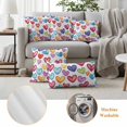 thumbnail image 6 of Colorful Love Heart Outdoor Waterproof Pillow Covers, Modern Art Blue Yellow Red Decorative Rectangle Throw Pillowcase Sofa Cushion Sham for Patio/Couch/Chair, 20"x12" 2 Pack, 6 of 8