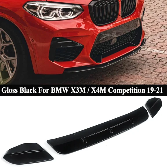 For BMW X3M X4M Competition F97 F98 19-21 Glossy Black Front Bumper Lip Splitter