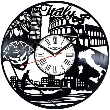 Italy Vinyl Record Wall Clock Retro style Wall clock Silent Home Decor Unique Art Special Home Accessories Creative Personality Gift