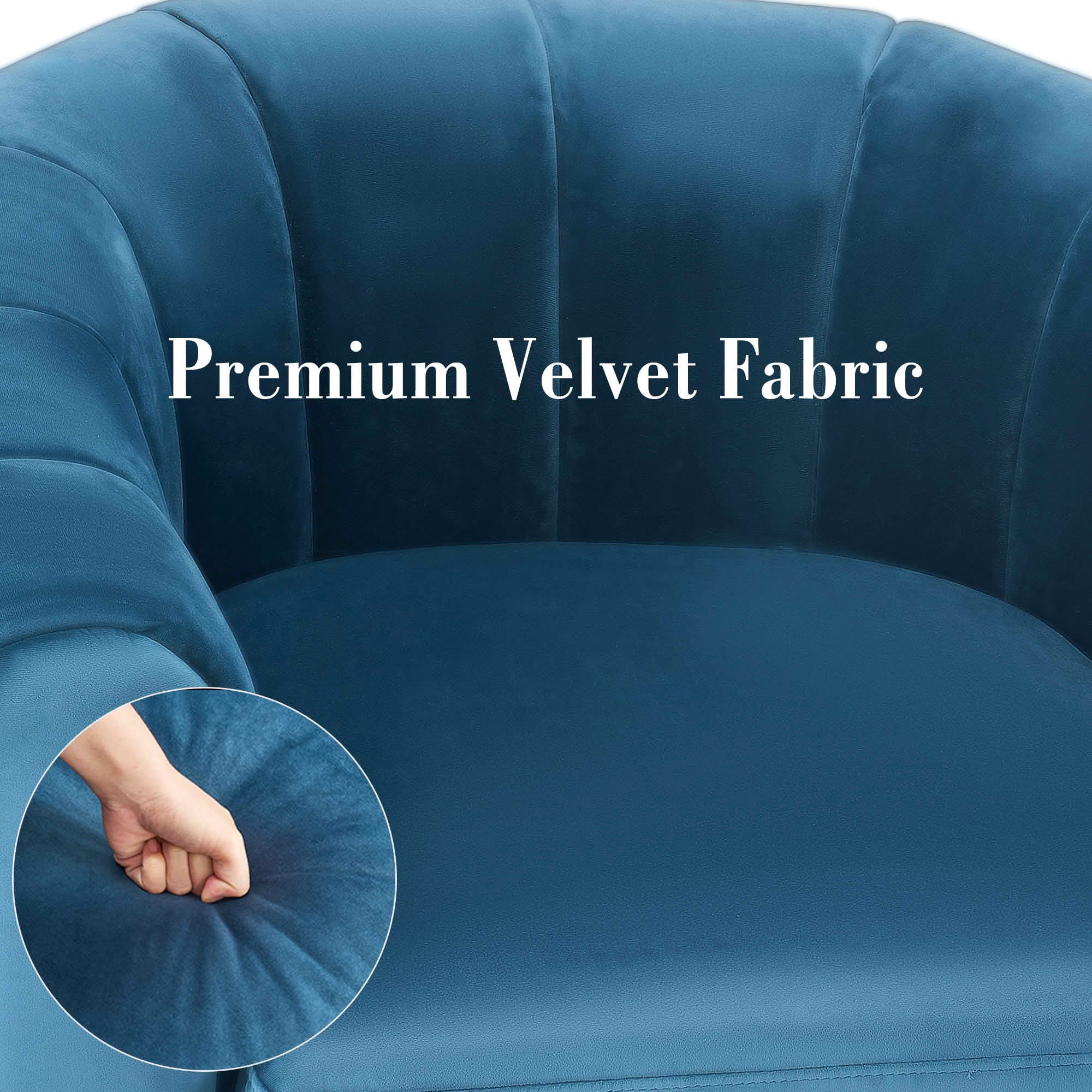 MAYEERTY Single‑Seat Rotary Sofa, Velvet Fabric Upholstered 360 Degree Swivel Accent Chair for Living Room Bedroom