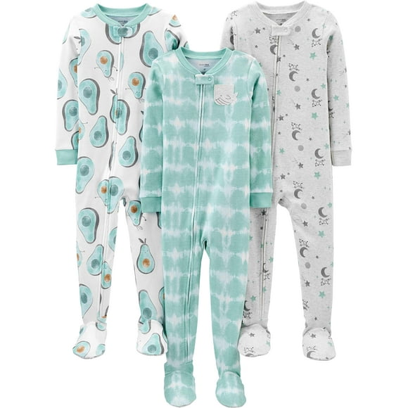 Pijama Simple Joys de Carter's Toddler Boys, paquete de 3 unidades, 4T, algodón
