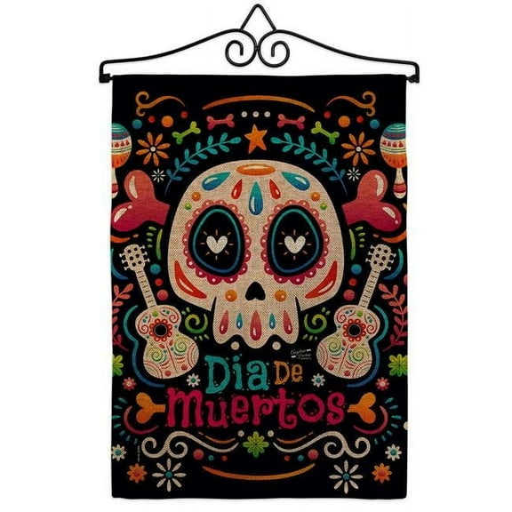 Angeleno Heritage GS130405-DB-02 Fiesta Dia de Muertos Falltime Day of Diad 13 x 18.5. in. Double-Sided Decorative Vertical House Garden Flag Set for Decoration Banner Yard Gift