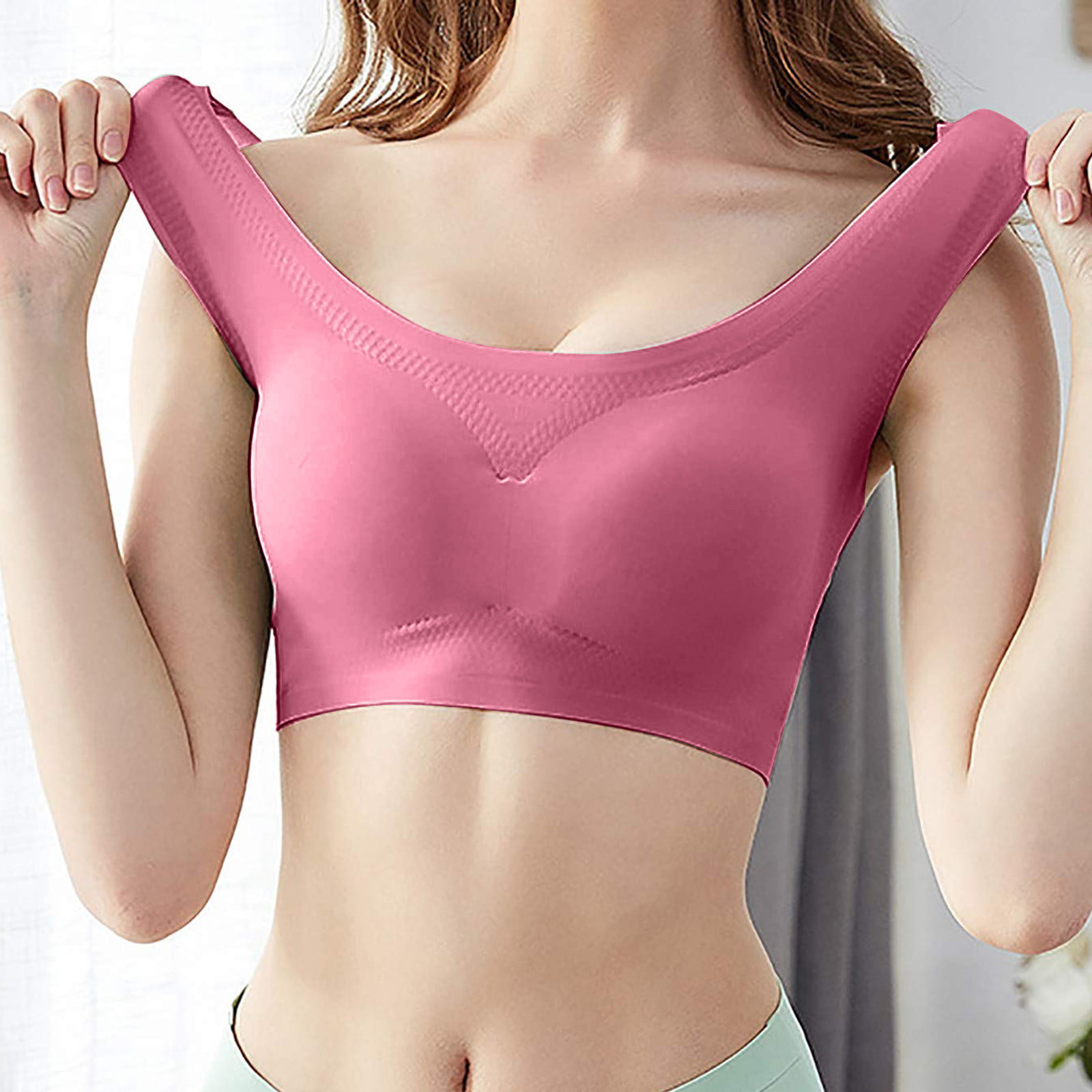 Wireless Bras with Support and Lift Ultra Thin Ice Silk Seamless with  Removable Pads Wireless Push up Bra for Womens Yellow XXL
