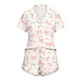 thumbnail image 3 of 2 Piece Outfits Summer Women,Women Short Sleeve Pajamas Set Button Down 2 Piece Pjs Shorts Set Ruffle Lounge Set Sleepwears, 3 of 7