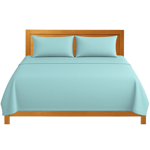 Sábanas King Size Lisas We2 Dream 100% Algodón Color Aqua Boreal 4 Piezas