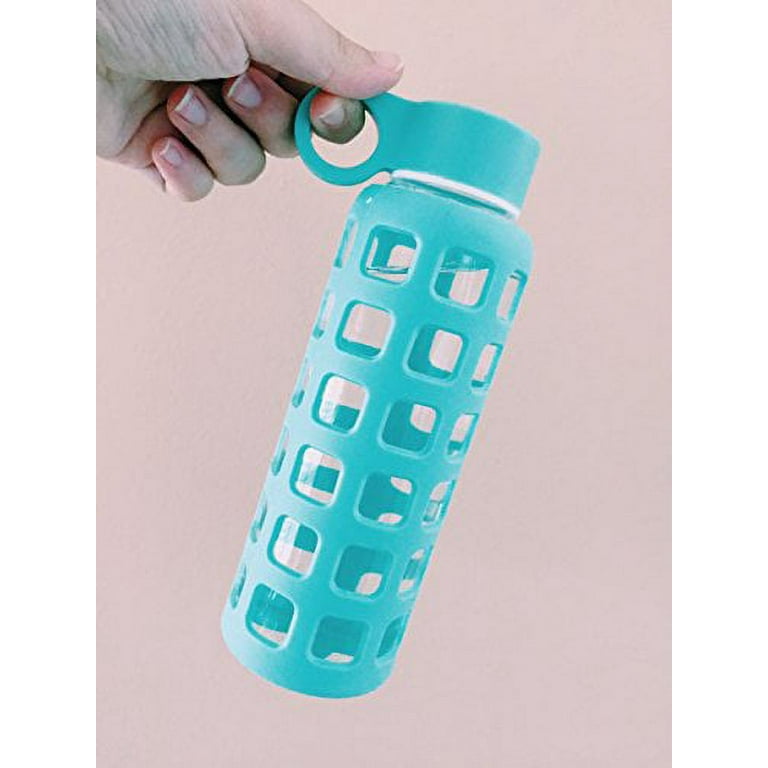 GEO 12oz Glass Reusable Drinking Water Bottle Small Silicone Sleeve
