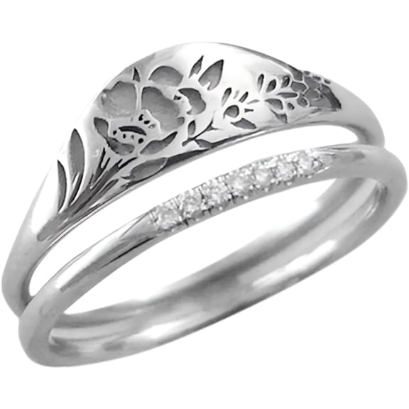 Rings for Women Elegant Woman Simple Gold Plated Rose Flower Ring Anniversary Gift-Silver Color-Size 5