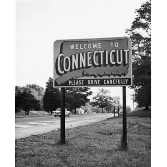 Welcome Sign Connecticut USA Poster Print - 18 x 24 in.
