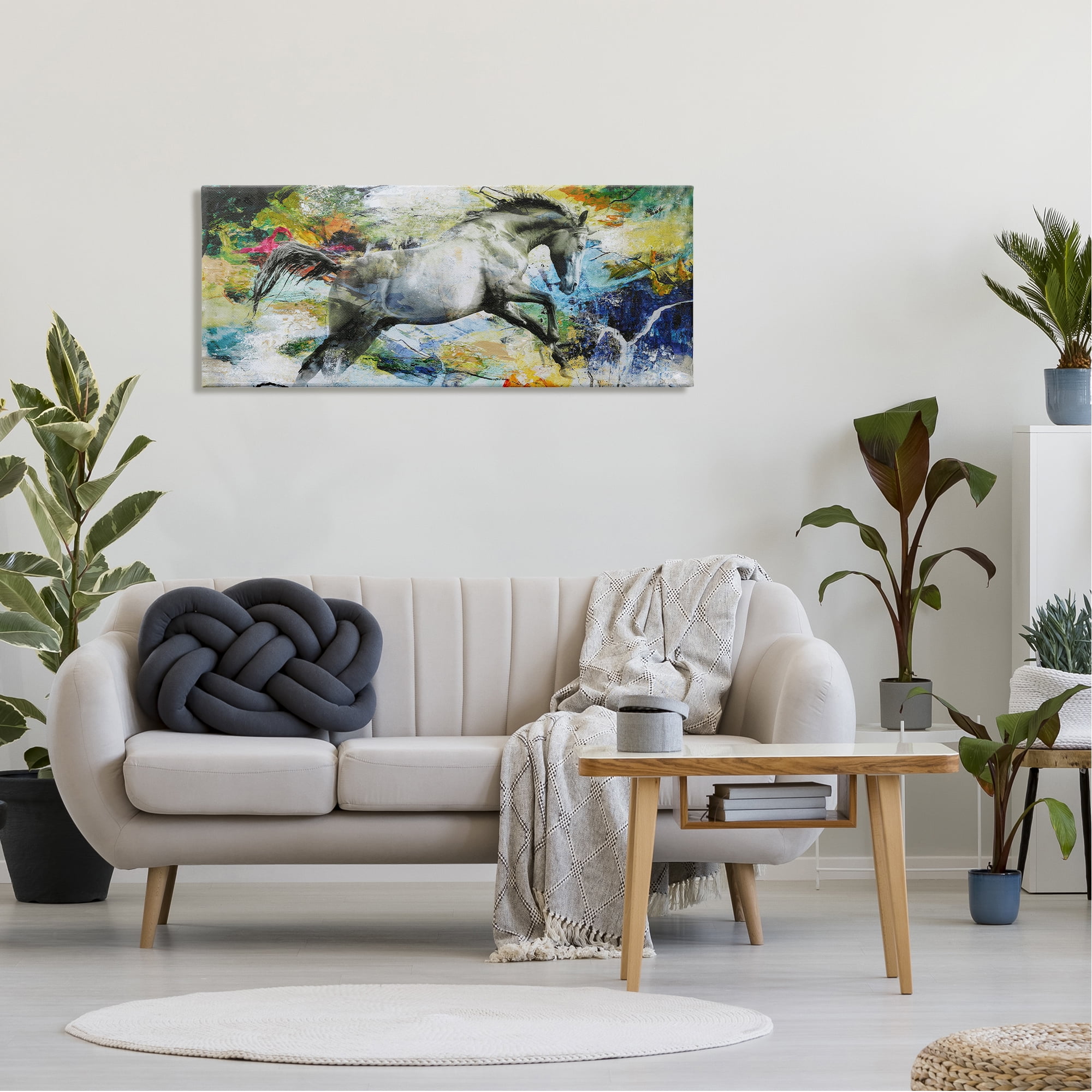 Stupell Industries Galloping Horse Modern Splatter Animals & Insects Painting Gallery Wrapped Canvas Print Wall Art, 48 x 20