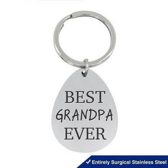 Divoti Fathers Day Gifts for Grandpa Best Grandpa Ever Surgical Stainless Steel Pendant Keychain Key Tag