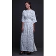 thumbnail image 3 of Bimba Robe Longue en Rayonne à Feuilles de Bleuet pour Femmes, Boho, Plage, Cocktail, Soirée, Maxi, Fendue, TTTG, 3 of 6