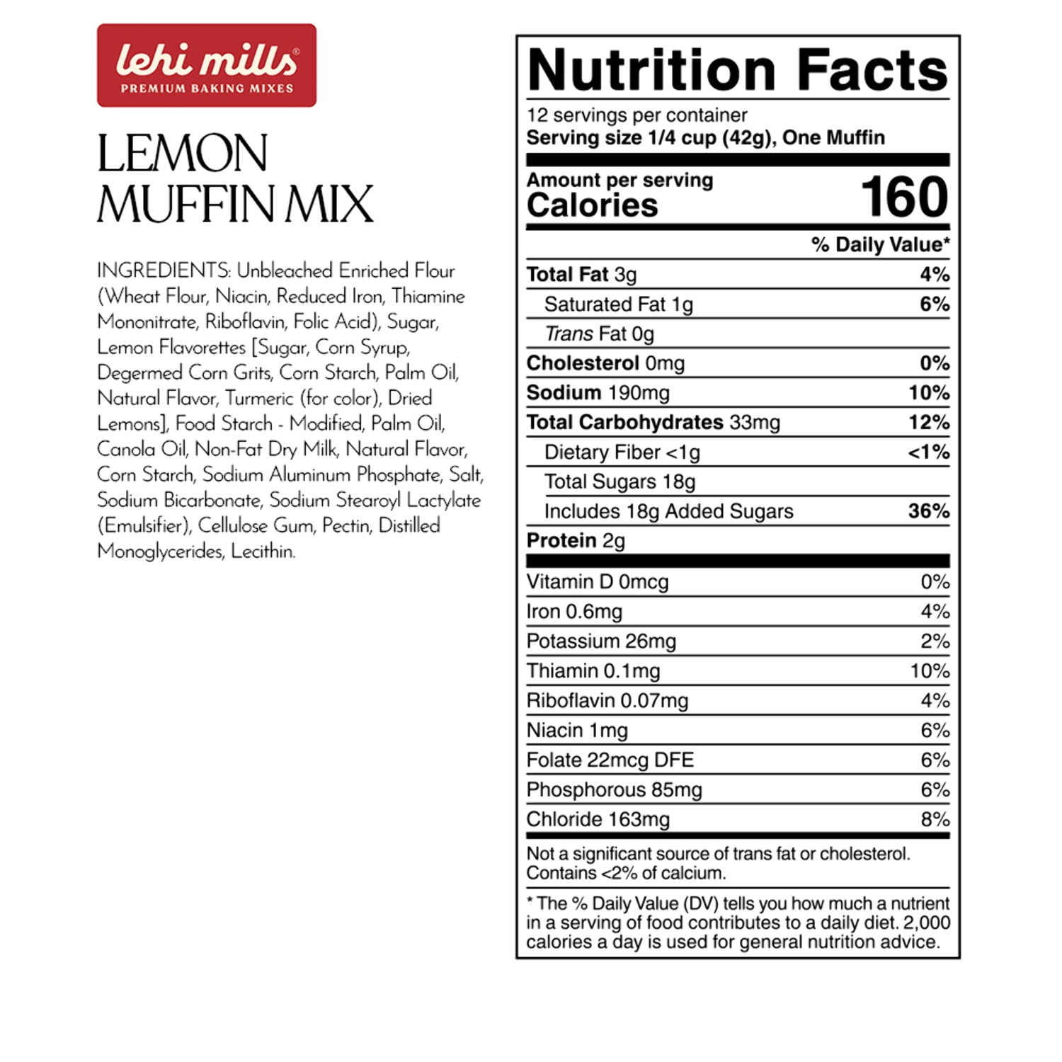 (2 pack) Lehi Mills Lemon Muffin Mix Baking Mix, 18 oz Box