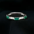 thumbnail image 3 of Rosec Jewels Stackable Green Emerald and Diamond Ring in Prong Setting (AAA Quality), 18K White Gold, US 5.00, 3 of 8