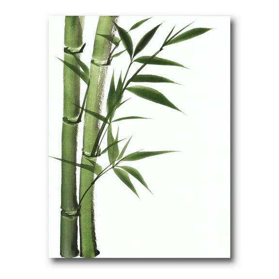 Designart ' Detail of Dark Green Bamboo and Leaves I ' Traditional Canvas Wall Art Print