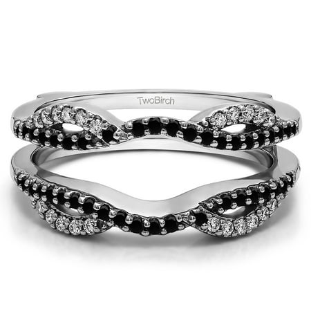 TwoBirch 0.32 Ct. Infinity Criss Cross Ring Enhancer In 10k Solid Gold and Black and White Diamonds (G I2)
