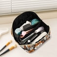 thumbnail image 2 of FORMRS Makeup Bag Travel Cosmetic Organizer for Women Fold Flat Zipper Pouch with Handle, Black Plaid Floral, 2 of 8