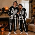 thumbnail image 2 of BOOMNY Halloween Flannel Pajamas Jumpsuit for Men And Women Hallowmas Skeleton Graphic Long Sleeve Hooded Pjs Jumpsuit Cozy Warm Loungewear Homewear, 2 of 6