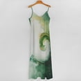 thumbnail image 5 of Green Glamour Swirl Sleeveless Suspender Dress Summer Fashion Casual Long Dress, 5 of 9