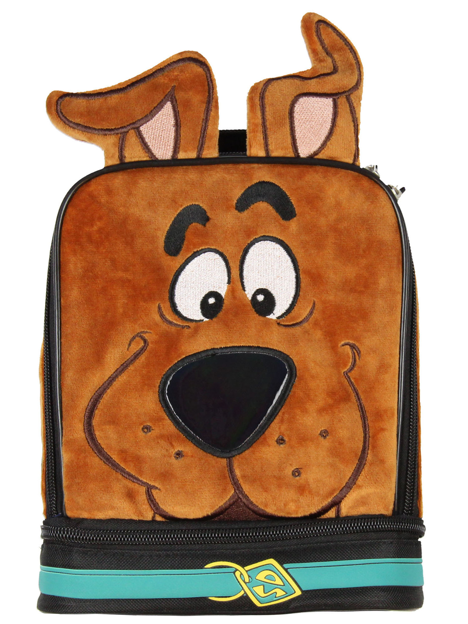 Scooby Doo Character Embroidered Face with 3D Ears Insulated Dual Compartment Lunch Bag Lunch Box Tote 10"