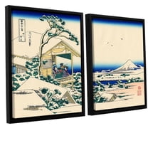 ArtWall Katsushika Hokusai "Tea House at Koishikawa, the Morning After a Snowfall" 2-Piece Floater Framed Canvas Set