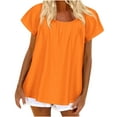 thumbnail image 1 of Yuyuzo Hauts Grande Taille pour Femmes, T-Shirts d'Été Décontractés à Manches Bouffantes, Col Rond, Blouses Amples, 1 of 6