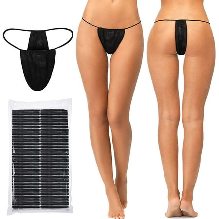 Chumia 60 Pieces Disposable Thong Panties Spa Spray Tanning Wraps Underwear Disposable Bikini