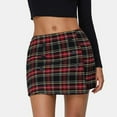 thumbnail image 6 of HOWPAY Plaid Skirts for Women High Elastic Wasit Lightweight Bodycon Mini Pencil Dress Button down Casual Basic Soft Fall Winter Y2k Outfit Wine L, 6 of 7