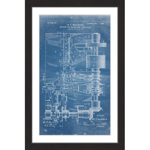"Paper Clip 1899 Blueprint" Framed Painting Print