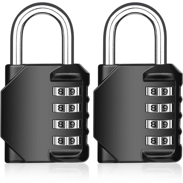 Cerradura de combinación, cerradura de código numérico, 2 piezas, 4 dígitos, candado, candado para gimnasio, cerradura de combinación reiniciable y resistente a la intemperie para escuela, puerta,