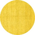 thumbnail image 1 of Ahgly Company Machine Washable Indoor Round Solid Yellow Modern Area Rugs, 4' Round, 1 of 4
