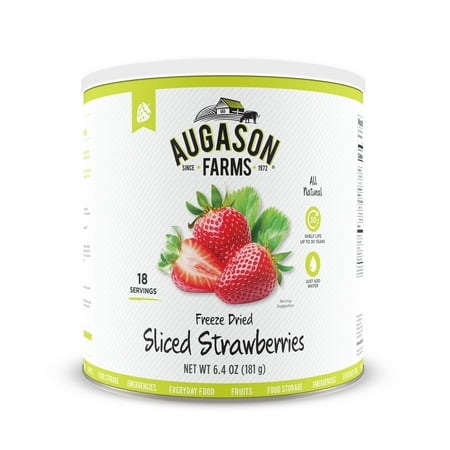 Augason Farms Freeze Dried Sliced Strawberries 6.4 oz No. 10 (Best Tasting Freeze Dried Food Review)