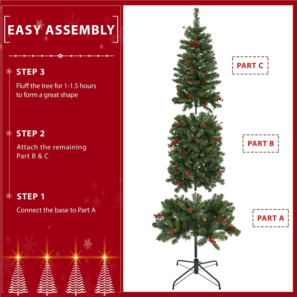 Alden Design 6ft Pre-lit Artificial Christmas Tree with Pinecones, Green