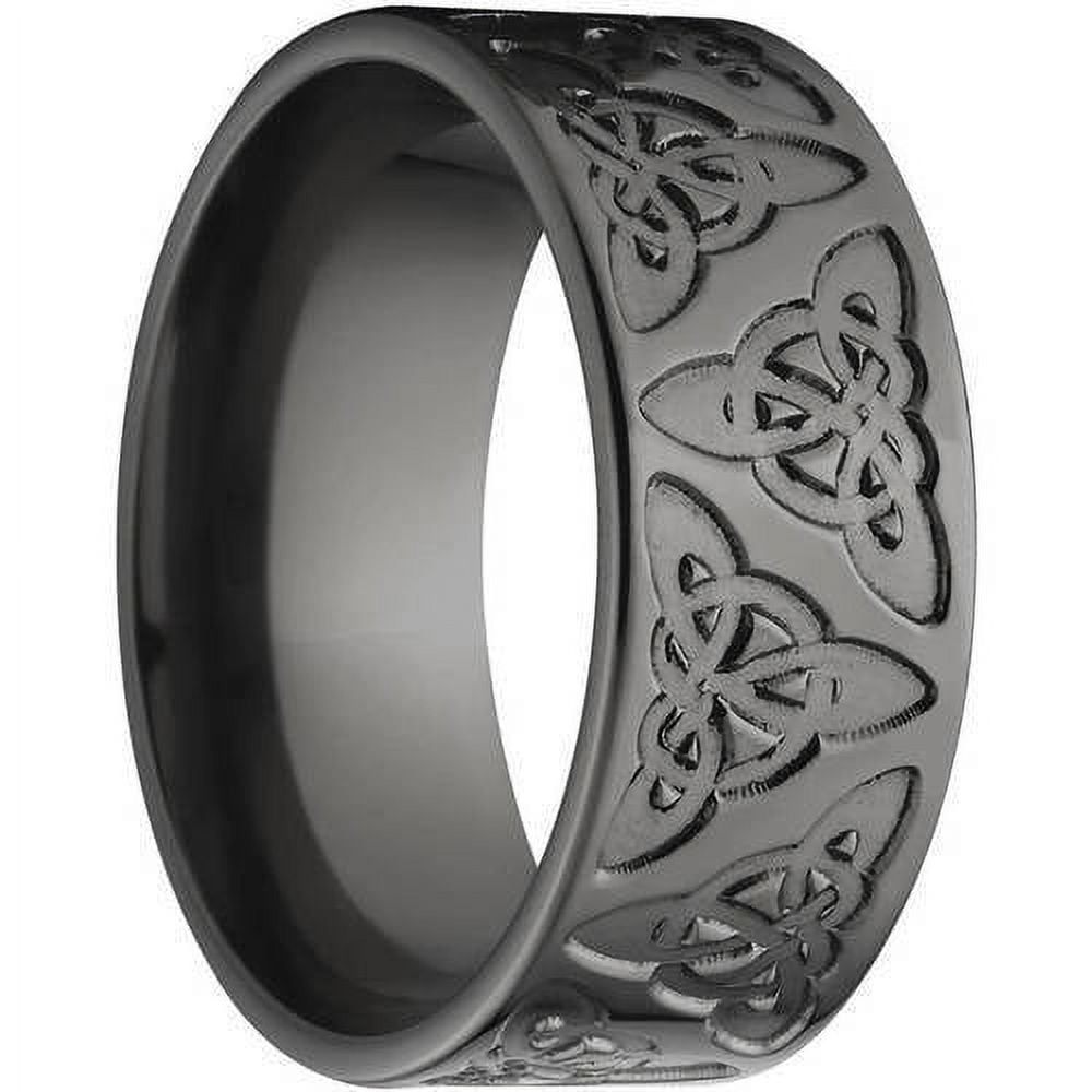 9mm Flat Black Zirconium Ring with a Milled Celtic Design