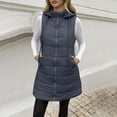 thumbnail image 6 of Long Puffer Vest for Women Hooded Lightweight Sleeveless Jackets Casual Plus Size Zipper Winter Vest with Pockets, 6 of 9