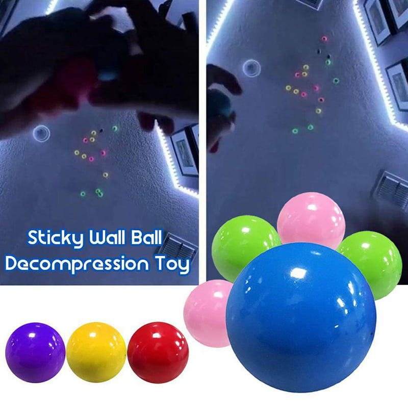 4PCS Ceiling Balls Glow in The Dark-Fluorescent Sticky Wall Balls Sticky for Ceiling Target Ball Decompression Relax Toy