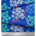 thumbnail image 2 of Soimoi Blue Rayon Fabric Artistic Floral Printed Craft Fabric by the Yard 42 Inch Wide, 2 of 3