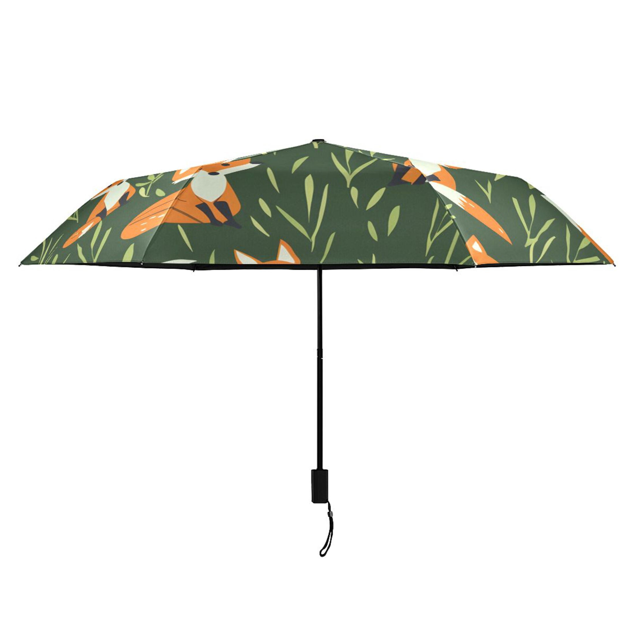 ALAZA Cartoon Foxes UPF 50+ Compact Folding Umbrella for Rain Travel Umbrella Packable